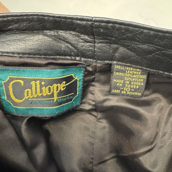 Calliope Leather Works Black Leather Skirt Women’s Size 10 A-Line Pockets Lined - Picture 8 of 9